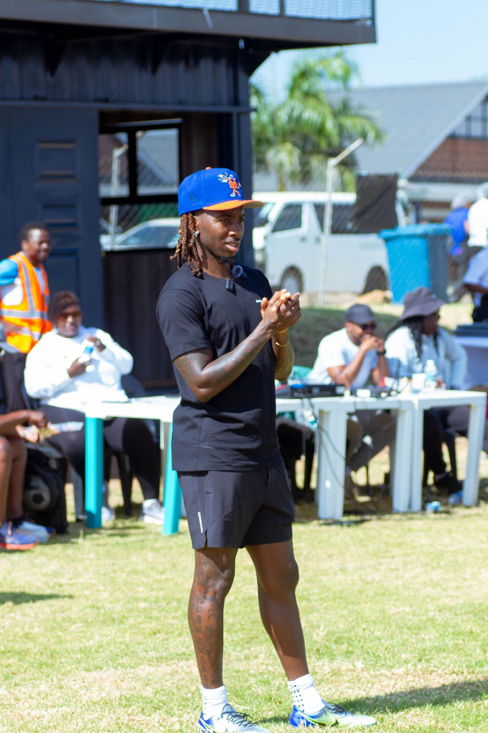 Jordan Zemura on the pitch at a community tournament