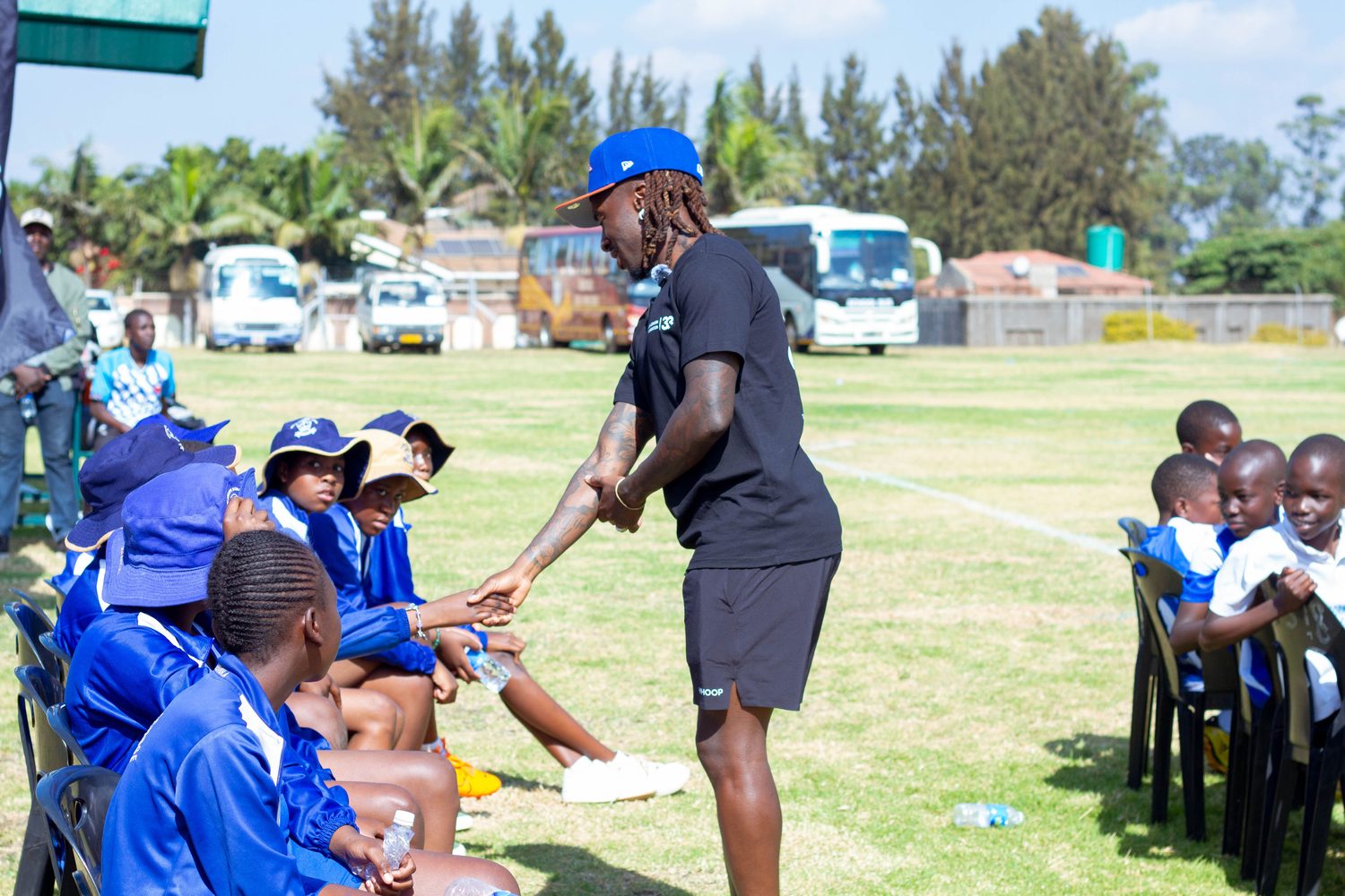 Young players at a grassroots football tournament